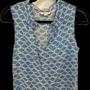 Boden blue and white geometric sleeveless tank size 6